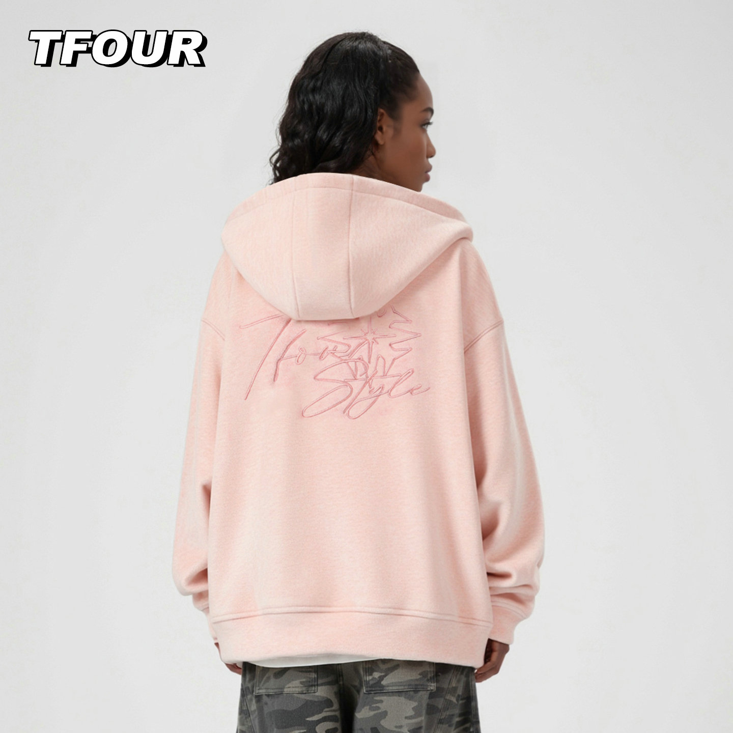 tfour3代重磅双面绒连帽卫衣男