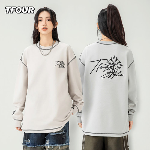 TFOUR卫衣刺绣美式休闲打底衫