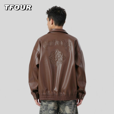 tfour八芒星美式防水防污皮衣男