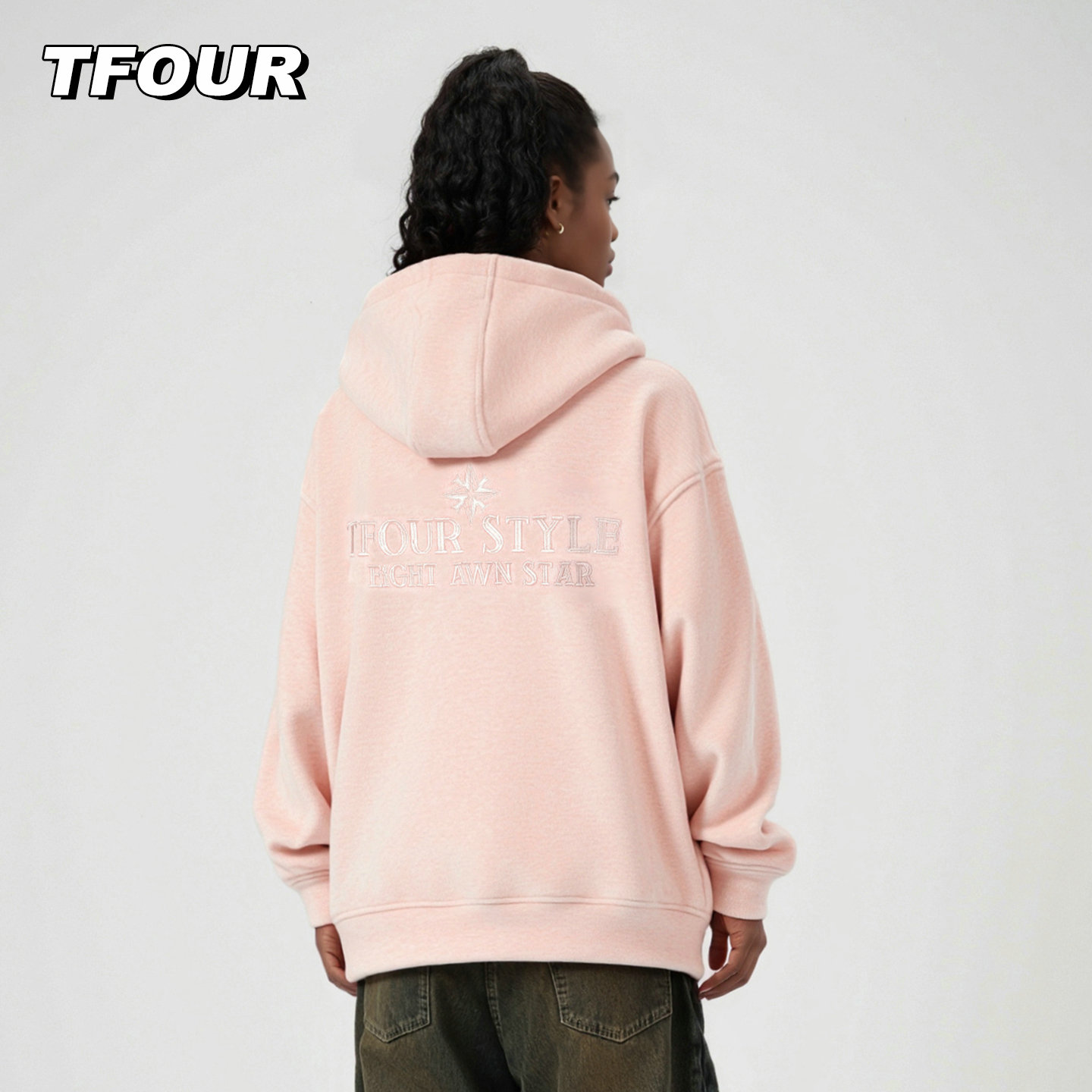 tfour重磅柔软双面绒卫衣外套