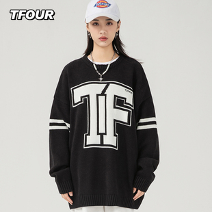 2022秋冬季 潮牌毛衣宽松美式 tfour 新品 针织衫 男女中性衣服加厚款