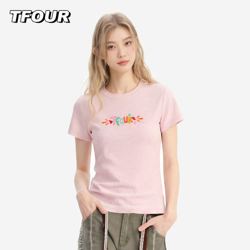 tfour2026新款美式趣味短袖T恤女