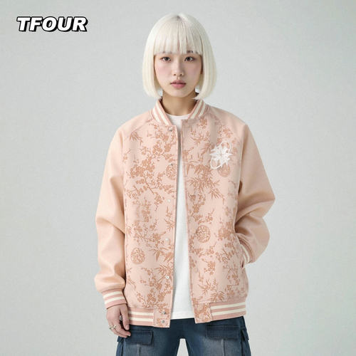 TFOUR重磅国潮刺绣PU皮棒球服