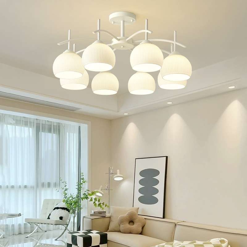 客厅主灯温馨奶油风2024年新款简约现代创意餐厅灯白色法式卧室灯