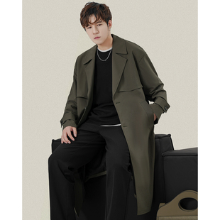 巴尔马肯战壕中长款风衣男士春秋季男款羽绒服加厚白鸭绒休闲外套