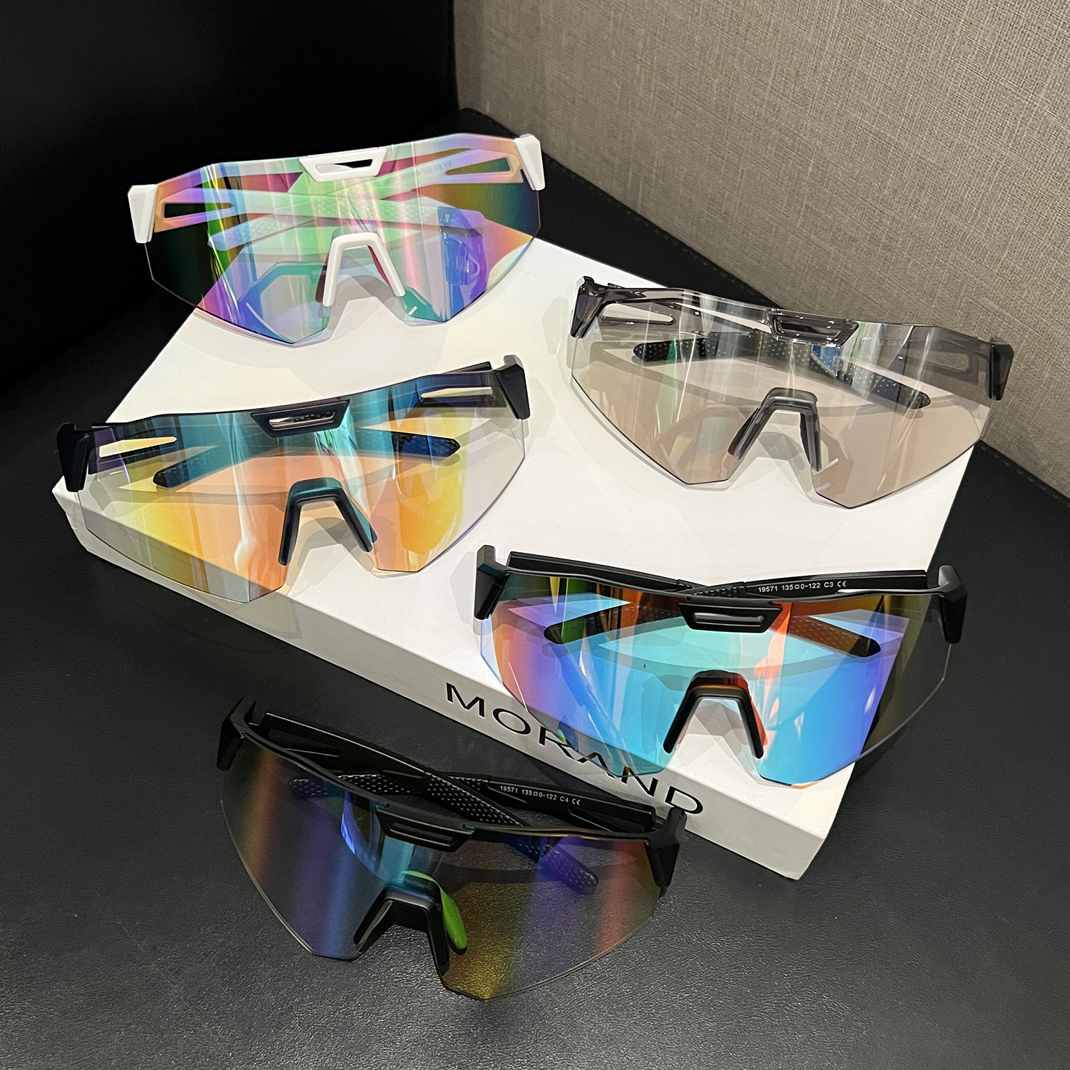 户外运动太阳眼镜男女通用彩虹色大镜框防紫外线遮阳墨镜潮防风