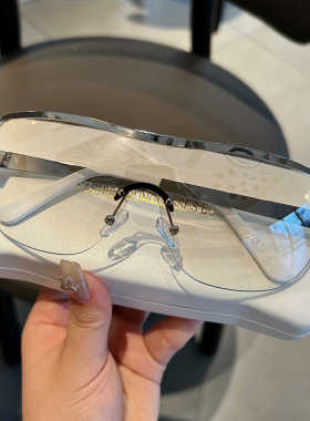 无框连体墨镜女浅灰色防风骑行