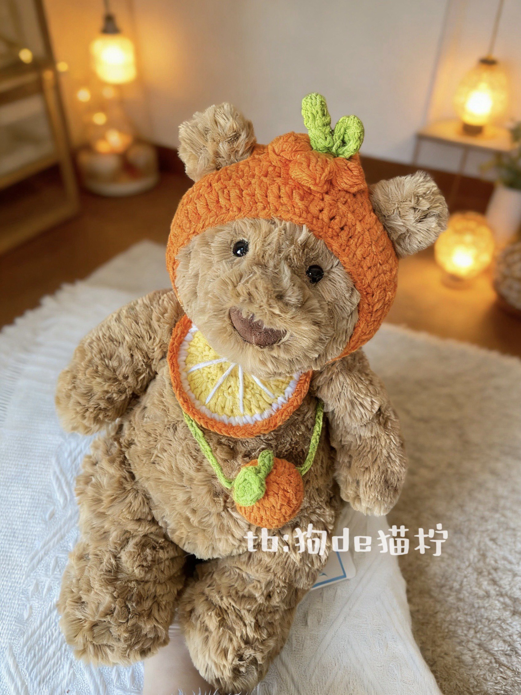 jellycat28cm巴塞罗熊娃衣钩织围脖围橙子套装服饰送朋友生日礼物,模玩/动漫/周边/娃圈三坑/桌游,棉花娃娃/毛绒玩具娃衣,淘宝优惠券,粉丝福利购,淘宝优惠卷