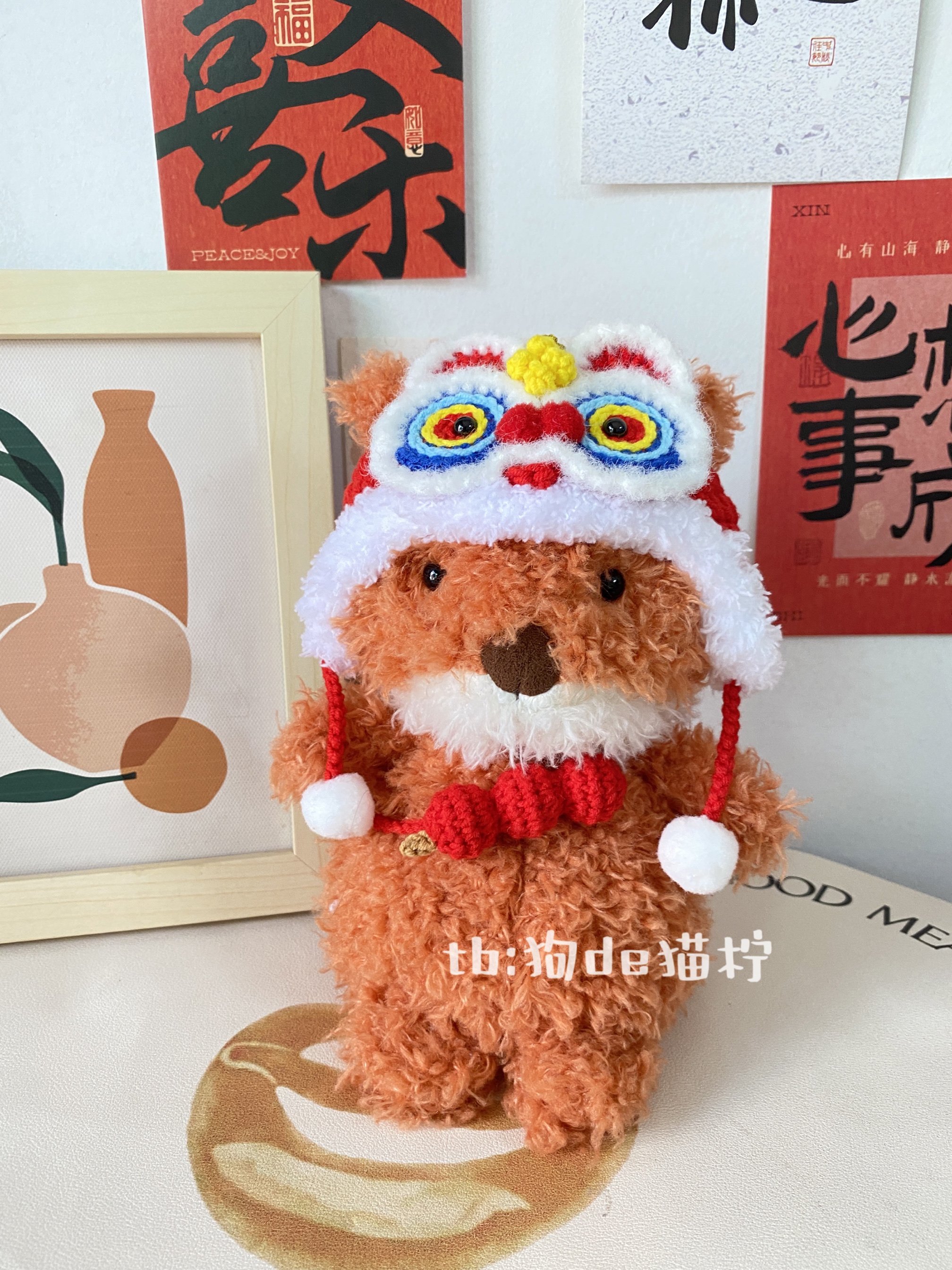 Jc18cm小狐狸醒狮漏耳帽春节玩偶衣服little玩偶衣服定制