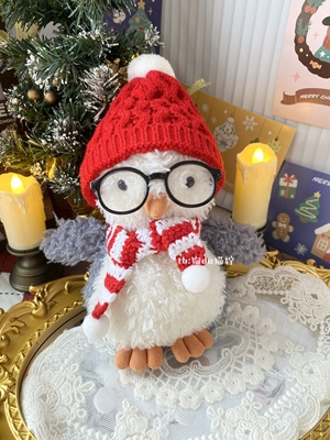 jellycat18cm胖企鹅娃衣冬季围巾帽子围脖套装可爱送朋友生日礼物