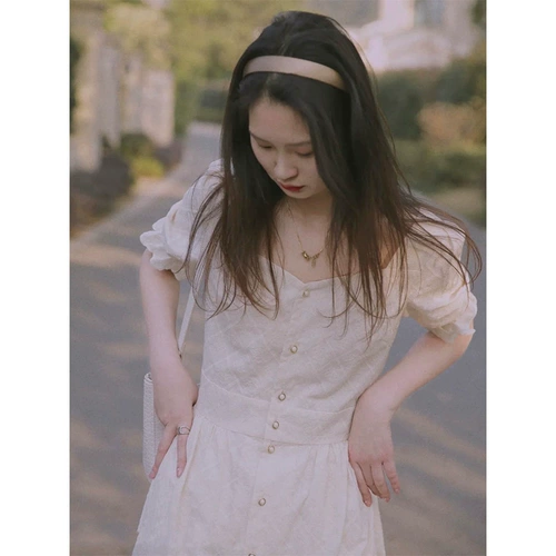 Юбка, белое платье, коллекция 2023, городской стиль, французский стиль, квадратный вырез