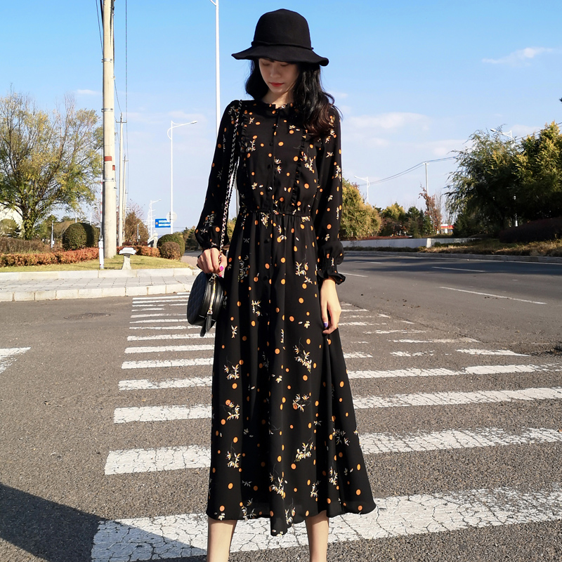 春季新款智熏法式风碎花连衣裙