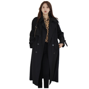风衣女中长款黑色2023春秋新款韩版宽松英伦风休闲大衣过膝外套女