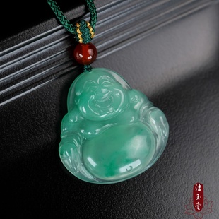 冰种独龙玉非洲翠佛吊坠女款 轻奢 弥勒佛笑佛玉石挂件毛衣链新款