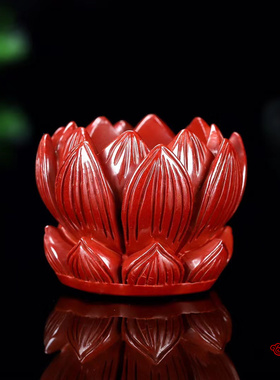 天然原矿朱砂红砂莲花香座饰品