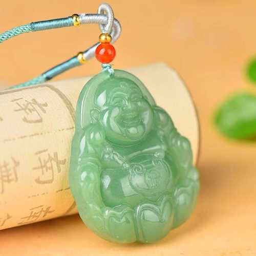 东陵玉笑佛吊坠女款 弥勒佛玉坠东陵石吊坠项链