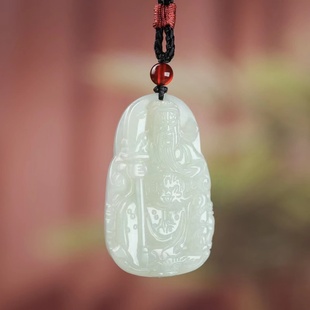 新疆和田玉大刀关公吊坠珠宝玉石挂件玉坠男款雕刻玉佩坠链