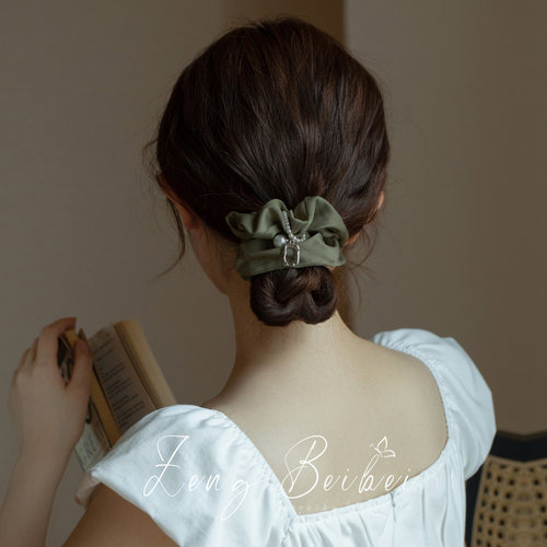 复古花冠绿色大肠发圈新款