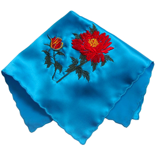 沙雅利中国风古代丝绸绣花真丝手帕桑蚕丝月牙边刺绣手绢女士古风