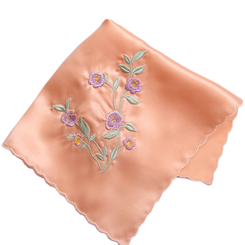 桑蚕丝丝滑亲肤真丝绣花手帕
