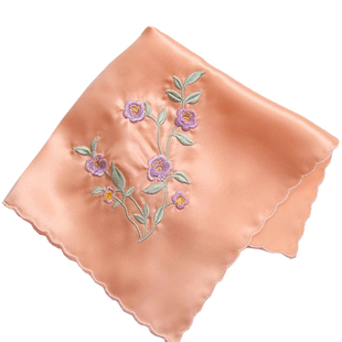 沙雅利女生杭州丝绸礼品刺绣真丝手帕桑蚕丝女士绣花手绢古风手巾