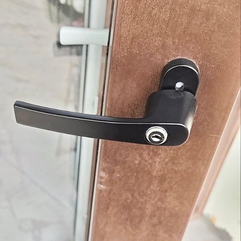 加厚双面传动执手锁扣塑钢阳台门拉手锁双面把手带保险塑钢门对穿