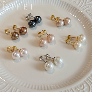 10mm珍珠耳钉2025新款澳白耳环大溪地耳饰女s925银针轻奢气质配饰