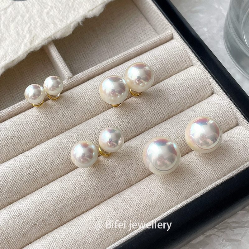 925银针akoya珍珠耳钉10mm耳饰女