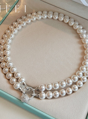 经典百搭轻奢澳白双层珍珠项链