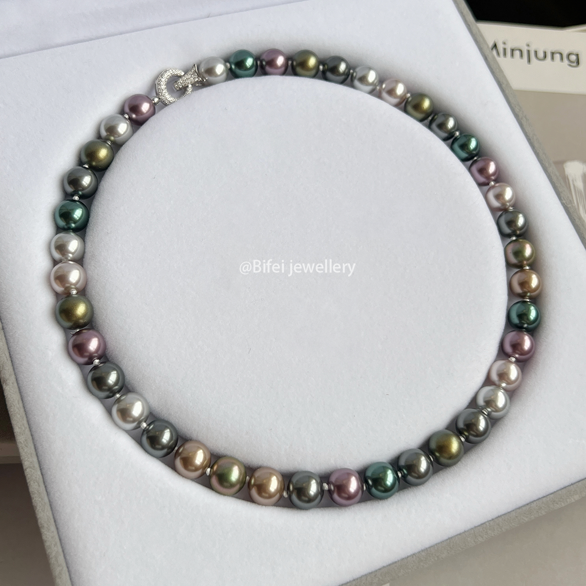 大溪地混彩珍珠项链女莫兰迪色系