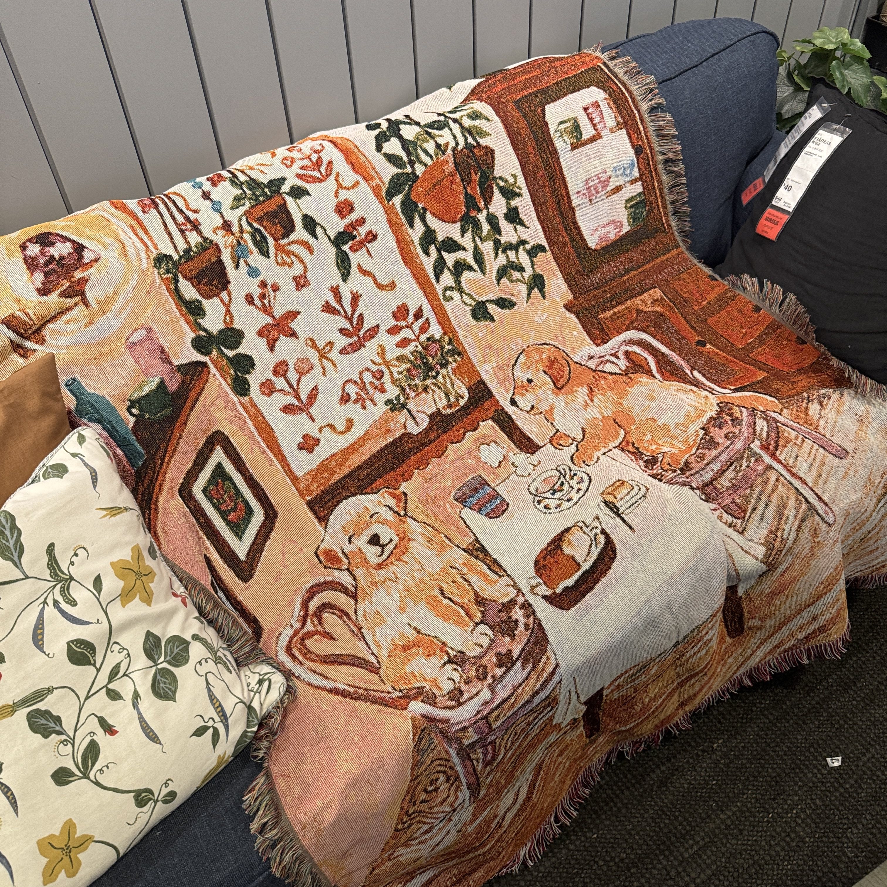 美国订单 下午茶Tea Butter  Bread 红茶与黄油面包狗狗沙发毯