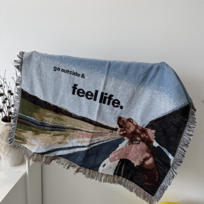 Go outside and feel life 可爱治愈系挂毯韩式卧室椅子装饰ins