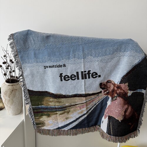 Go outside and feel life 可爱治愈系挂毯韩式卧室椅子装饰ins