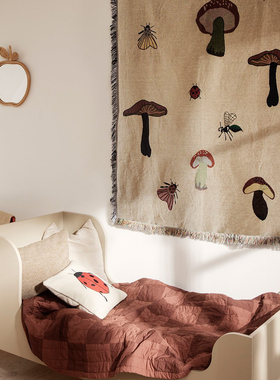 Ferm Living 北欧丹麦小清新 艺术挂毯儿童房 波西米亚 蘑菇图案