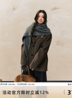 7Shiftin 原创设计秋冬新款休闲毛呢大衣宽松宽肩显瘦西装外套女