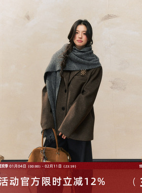 7Shiftin 原创设计秋冬新款休闲毛呢大衣宽松宽肩显瘦西装外套女