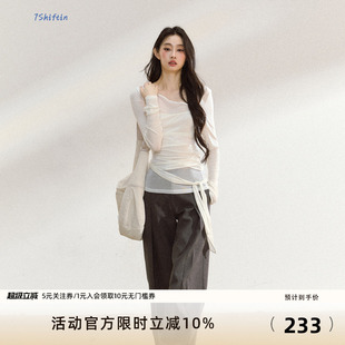 罩衫 7Shiftin 女宽松显瘦T恤上衣 薄款 不规则长袖 原创设计秋季 新款