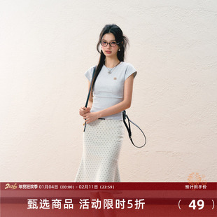 7Shiftin原创设计夏季新款T恤修身打底百搭收腰短袖基础上衣女