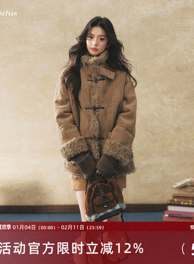 7Shiftin 原创设计双色牛角扣毛绒外套冬季保暖高级感皮毛一体女