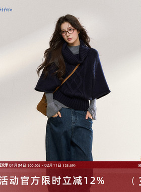 7Shiftin 原创设计秋冬款慵懒风双色宽松毛针织衫女简约套头上衣