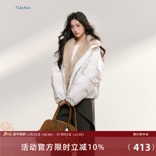 7Shiftin原创设计高级感慵懒风夹克保暖百搭外套双色连帽棉服外衣