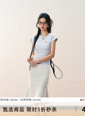 7Shiftin原创设计夏季新款T恤修身打底百搭收腰短袖基础上衣女