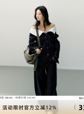 7Shiftin 原创设计深蓝色复古阔腿牛仔裤女垂感宽松休闲百搭长裤