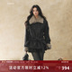 7Shiftin 原创设计韩系穿搭灰色毛呢外套冬季 系带收腰毛毛领大衣