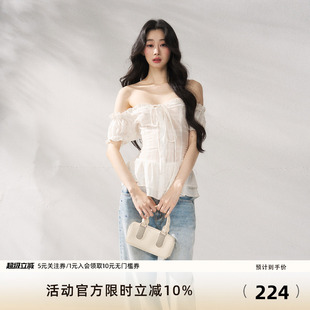 收腰棉质系带上衣亲肤透气短袖 原创设计辣妹风性感衬衫 7Shiftin