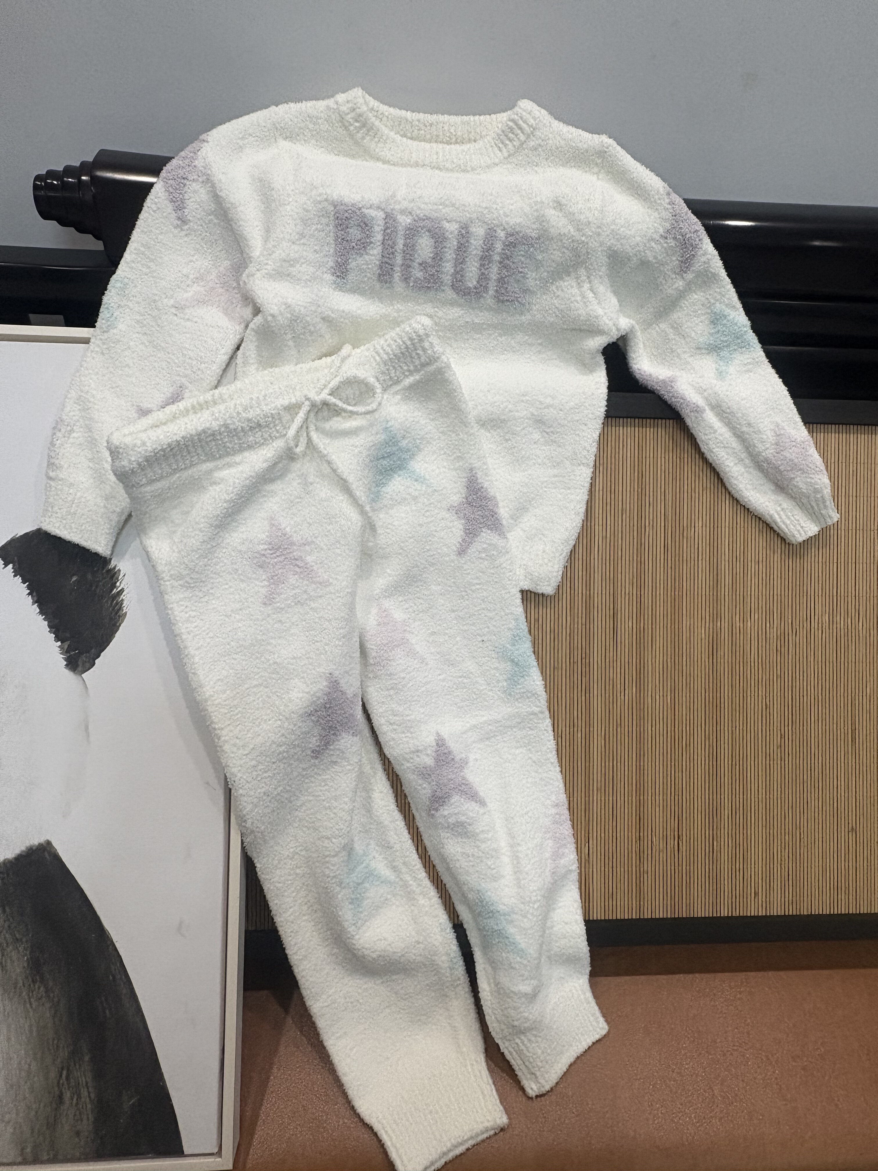 软绵绵半边绒儿童卡通家居服睡衣套100-130