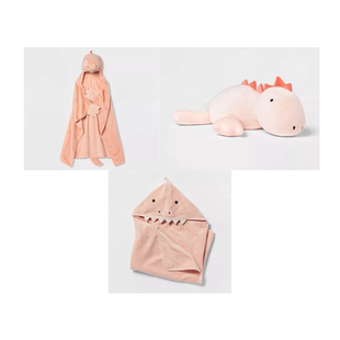 美国直邮!target代购Pillowfort恐龙儿童超柔睡袍连帽毯毛巾抱枕