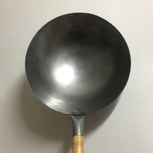 饭店食堂大排档炒锅商用无涂层铁锅爆炒传统单柄锅燃气灶超薄木柄