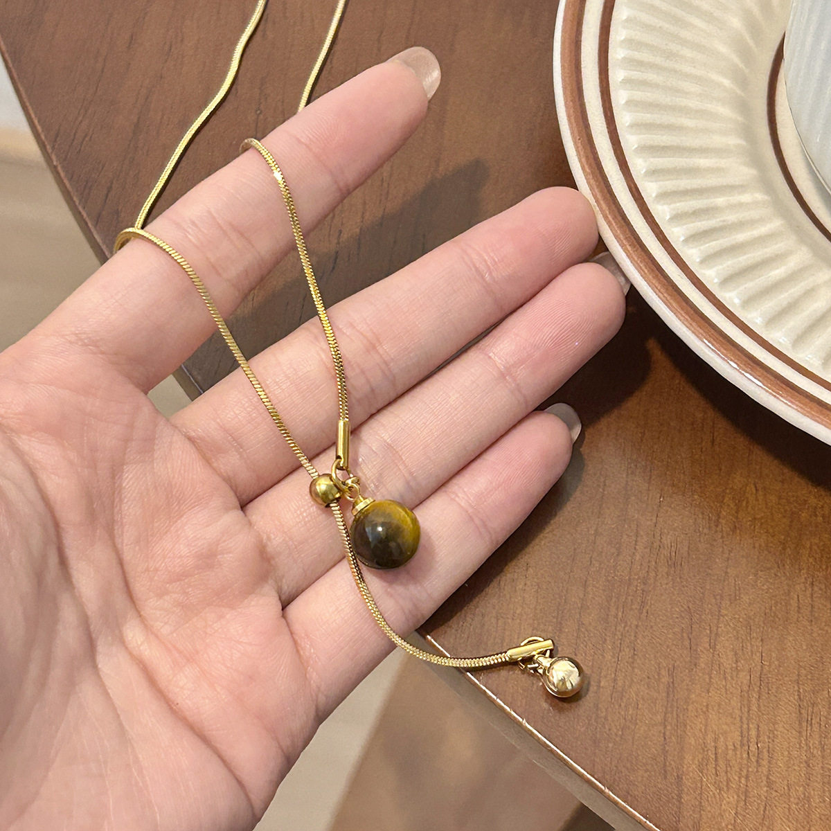 小众复古美拉德秋冬毛衣链女虎眼石可抽拉小众设计不掉色百搭锁骨,饰品/流行首饰/时尚饰品新,项链,淘宝优惠券,粉丝福利购,淘宝优惠卷