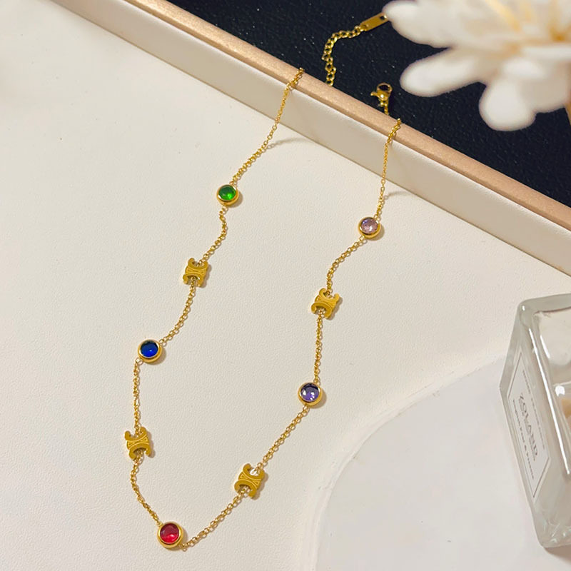 法式复古小众设计轻奢凯旋门项链女彩钻拼接感百搭新款锁骨链,饰品/流行首饰/时尚饰品新,项链,淘宝优惠券,粉丝福利购,淘宝优惠卷